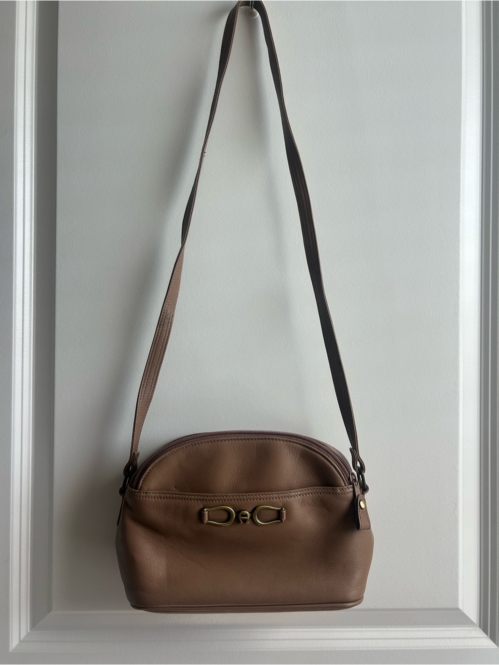 Etienne Aigner Tan Leather Crossbody with Gold Hardware